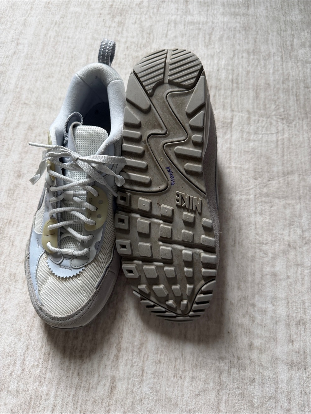 Cream and Light Gray Retro Mesh Sneakers - Picture 3 of 3